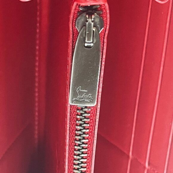 Christian Louboutin Panettone Zippy Long Wallet Spike Stud Black Red w Box/Tags - Picture 9 of 10